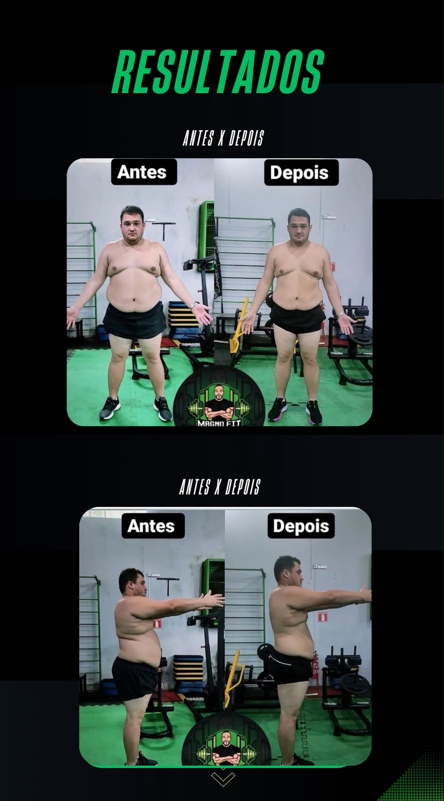 Resultado real 6 - Evolução impressionante de ganho muscular e perda de gordura do aluno